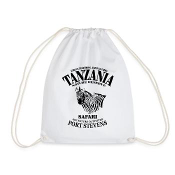 Tanzanie - Zèbre - Sac de sport léger - blanc - Devant
