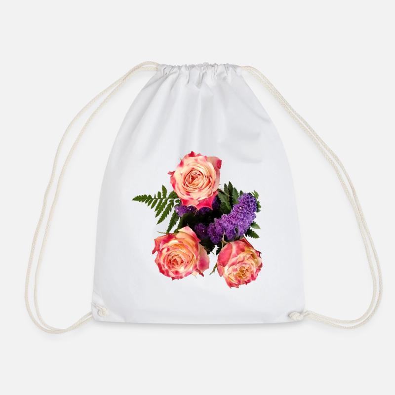 Rosenbouquet im Lavendelglanz - Turnbeutel - Weiß