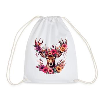 Cerf avec des fleurs - Sac de sport léger - blanc - Devant