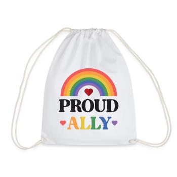 LGBTQ Pride Month - Proud Ally - Drawstring Bag - white - Front