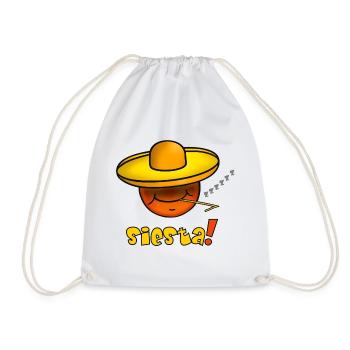 Siesta - Funny Emoticon with Sombrero Hat - Drawstring Bag - white - Front