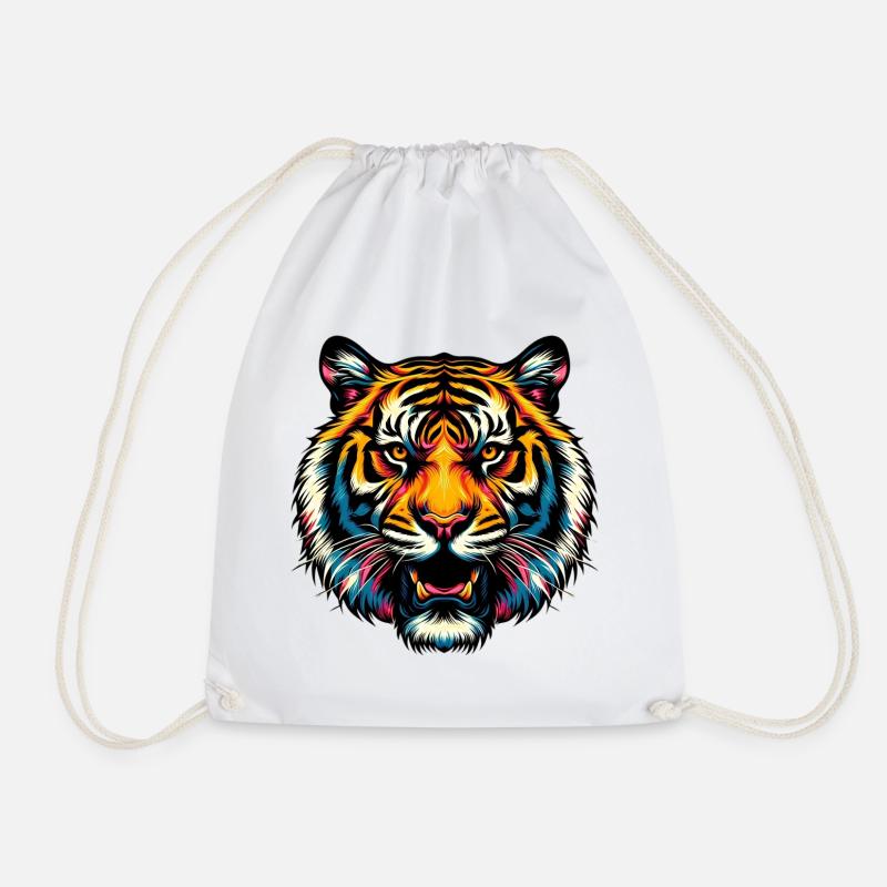 Tiger - Drawstring Bag - white
