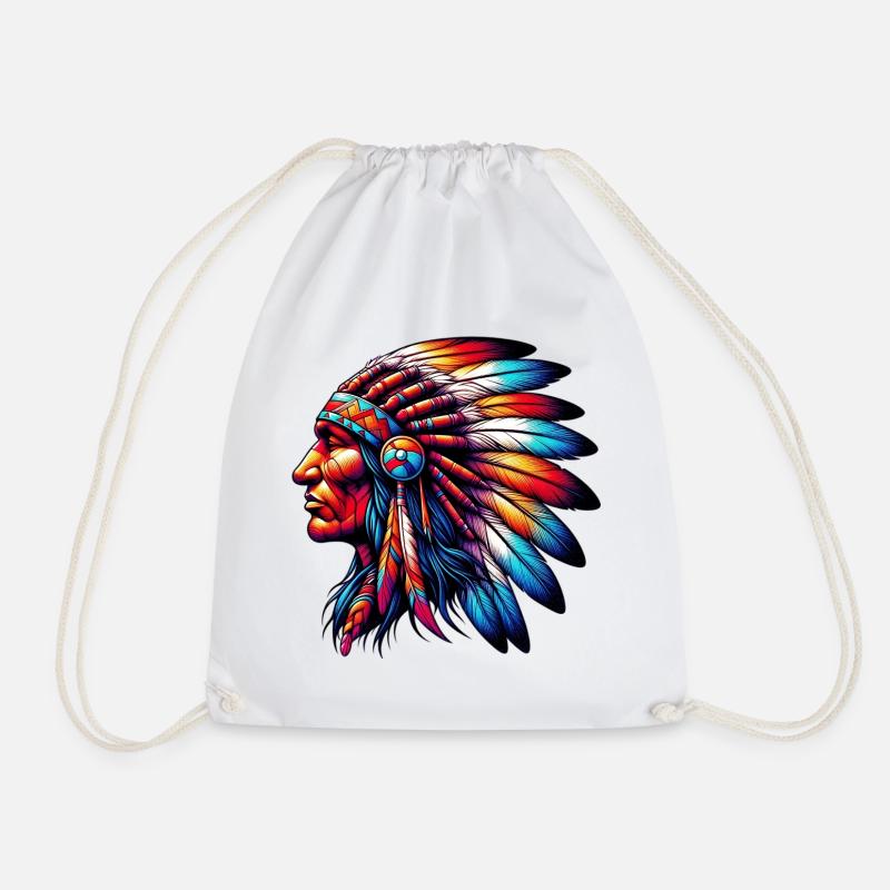 American Indian American - Drawstring Bag - white