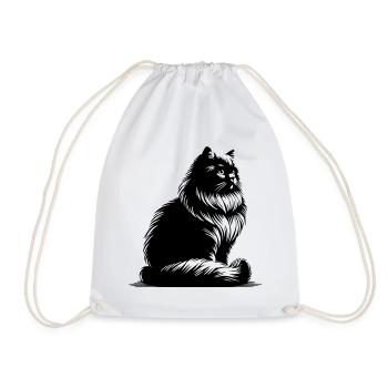 British Longhair Cat - Drawstring Bag - white - Front