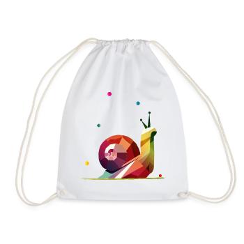 colorful snail in geometric design - Drawstring Bag - white - Front