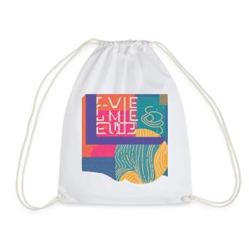 Colorful Geometry Typography Vintage Retro Design - Drawstring Bag - white - Front