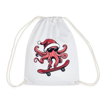Octopus Christmas Funny - Drawstring Bag - white - Front