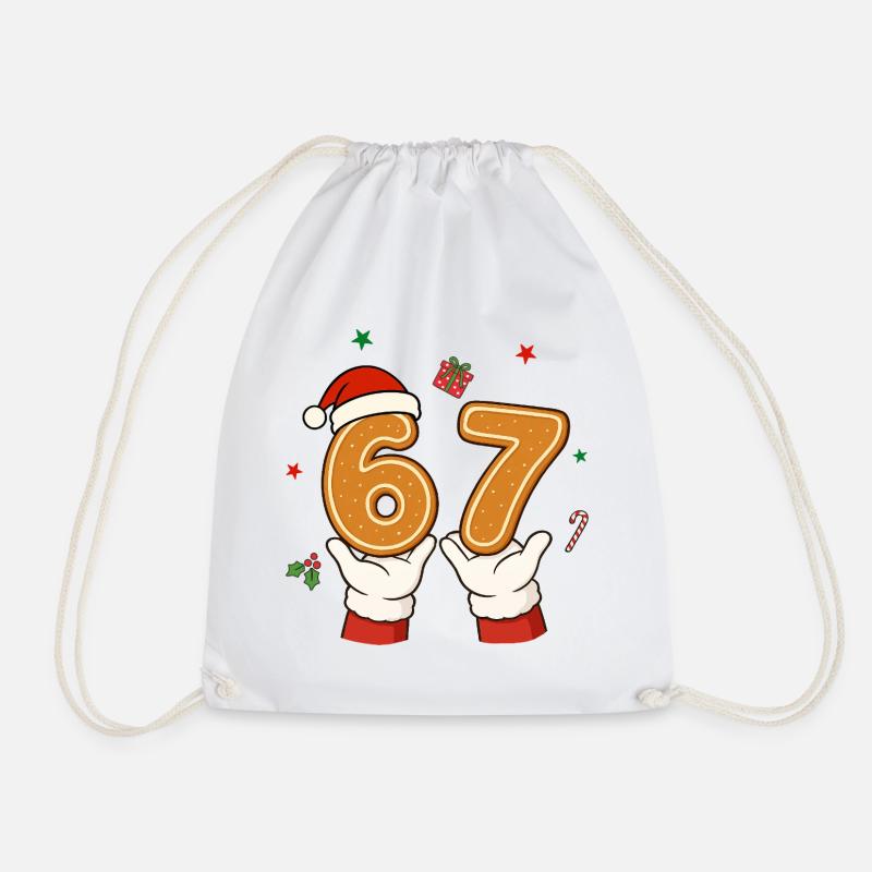 Christmas 67 Cookies Santa - Drawstring Bag - white