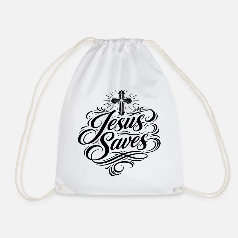 Jesus Saves Christlicher Spruch - Turnbeutel - Weiß