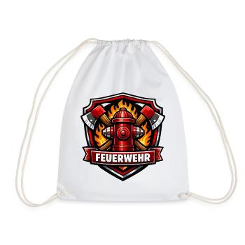 Fire Brigade Logo with Fire Hydrant and Flames - Drawstring Bag - white - Front