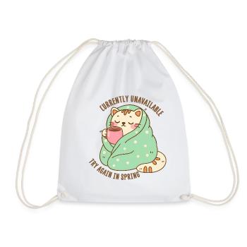 Kitten in a Blanket with a Cup of Cocoa - Drawstring Bag - white - Front