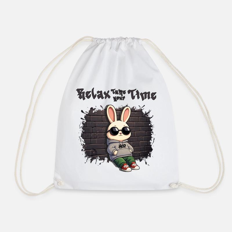 Bunny urban - Drawstring Bag - white