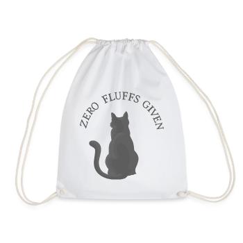 Zero Fluffs Given – Cat from behind with attitude - Drawstring Bag - white - Front