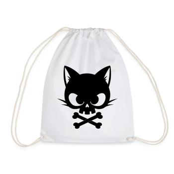 Crâne de chat avec os | Icône gothique mignonne - Sac de sport léger - blanc - Devant