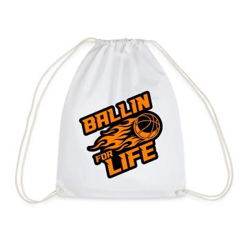 Basketball Ballin Saying - Drawstring Bag - white - Front