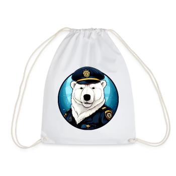 Polar Bear Policewoman / Police Polar Bear - Drawstring Bag - white - Front
