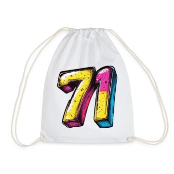 71 Zahl Bunt - Turnbeutel - Weiß - Vorne