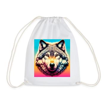 Wolf - Drawstring Bag - white - Front