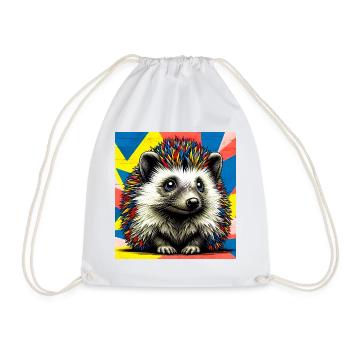 hedgehog - Drawstring Bag - white - Front