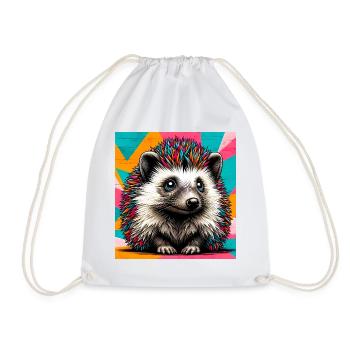 hedgehog - Drawstring Bag - white - Front