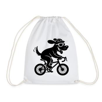 Un chien cool sur un cycliste à vélo - Sac de sport léger - blanc - Devant