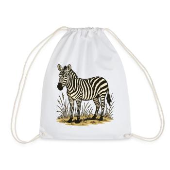 Zebra - Drawstring Bag - white - Front