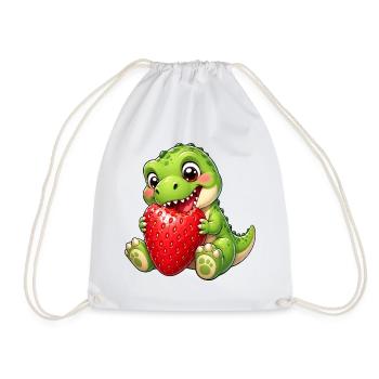 Dino T-Rex avec dessin animé d’été à la fraise - Sac de sport léger - blanc - Devant