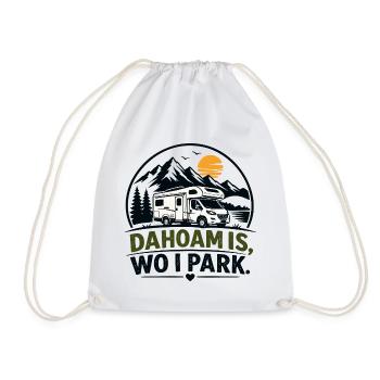 Dahoam is, wo i park, Daheim ist, wo ich parke - Turnbeutel - Weiß - Vorne