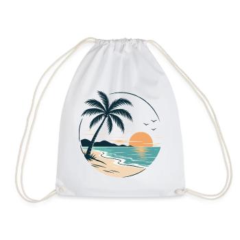 Tropical Sunset – Palme, Strand & Meer Urlaubsdesi - Turnbeutel - Weiß - Vorne