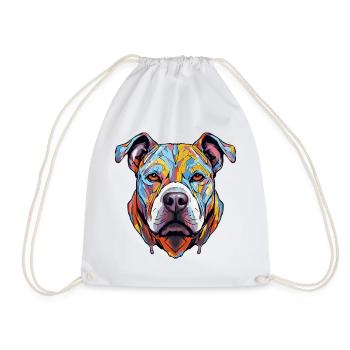 Hund Kopf Geometrisch Farbenfroh - Turnbeutel - Weiß - Vorne