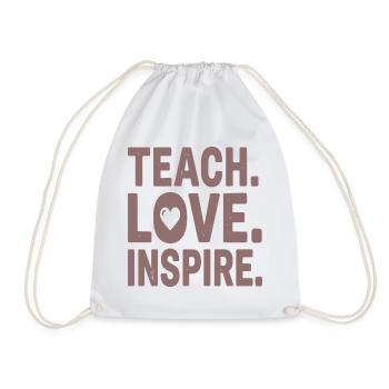 Teach Love Inspire Heart Typo Design - Turnbeutel - Weiß - Vorne