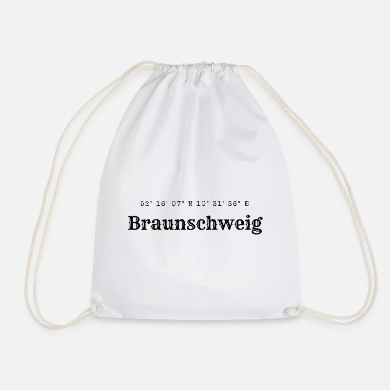 Braunschweig Koordinaten - Turnbeutel - Weiß