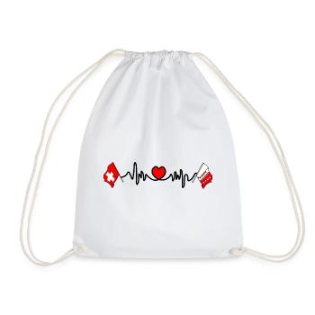 Cardio cardiaque Drapeau Suisse et drapeau Valais - Sac de sport léger - blanc - Devant