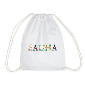 Nom SACHA Orné de Fleurs - Sac de sport léger - blanc - Devant