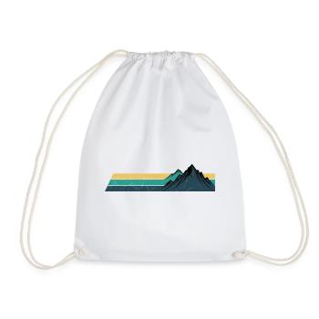 Retro Mountain Sunset Stripes - Drawstring Bag - white - Front