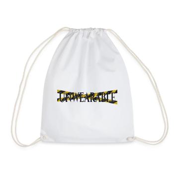 Unwearable – Statement Design with Warning Tape - Drawstring Bag - white - Front