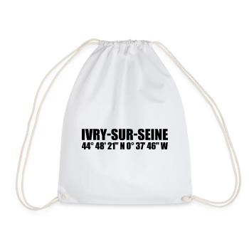 Ivry-sur-Seine coordinates - Drawstring Bag - white - Front