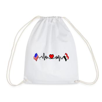 Cardio heart with USA flag and Egypt flag - Drawstring Bag - white - Front