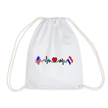 Cardio coeur avec drapeau des États-Unis et drapeau des Pays-Bas - Sac de sport léger - blanc - Devant