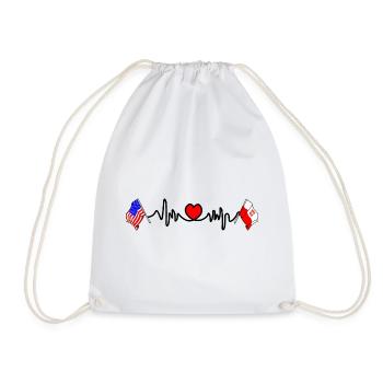Cardio coeur avec drapeau des États-Unis et drapeau de la Pologne - Sac de sport léger - blanc - Devant