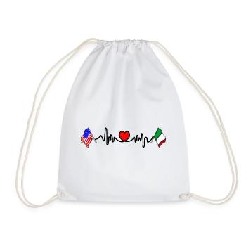 Cardio heart with USA flag and Italy flag - Drawstring Bag - white - Front