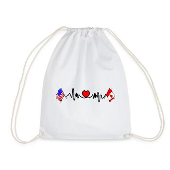 Cardio heart avec drapeau des États-Unis et drapeau du Canada - Sac de sport léger - blanc - Devant