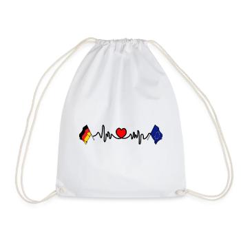 Cardio heart with Flag Germany and flag Europe - Drawstring Bag - white - Front