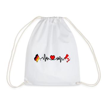 Cardio heart with Flag Germany and flag Canada - Drawstring Bag - white - Front