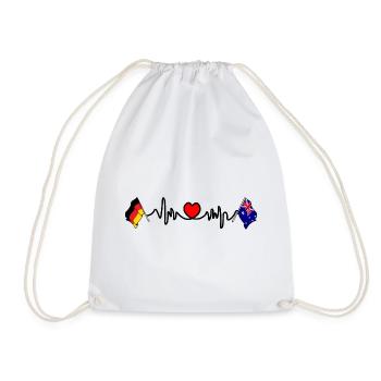 Cardio heart with Flag Germany and flag Australia - Drawstring Bag - white - Front