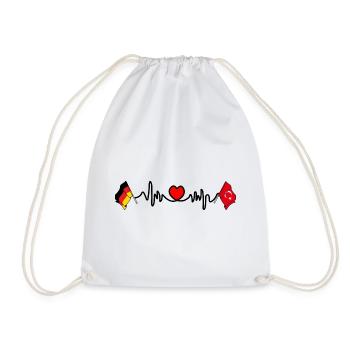 Cardio heart with Flag Germany and flag Turkey - Drawstring Bag - white - Front
