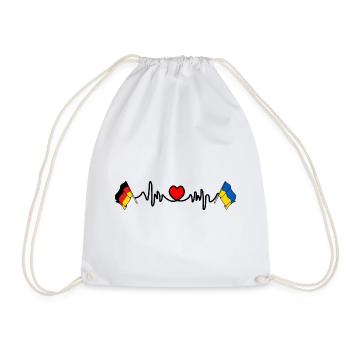 Cardio heart with Flag Germany and flag Ukraine - Drawstring Bag - white - Front
