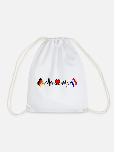 Cardioherz mit Flagge Deutschland und Flagge Niederlande - Turnbeutel - Weiß