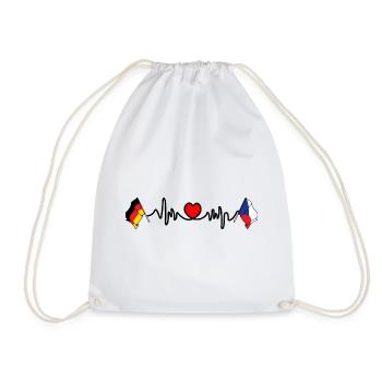 Cardio heart with Flag Germany and flag Czech Republic - Drawstring Bag - white - Front