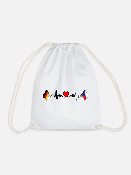Cardioherz mit Flagge Deutschland und Flagge Tschechien - Turnbeutel - Weiß